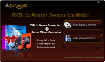 Aiprosoft DVD to Sansa Converter Suite screenshot