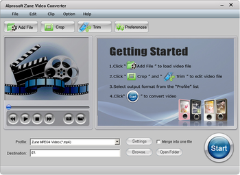 Aiprosoft Zune Video Converter screenshot