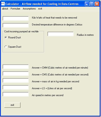 airflow calculator screenshot