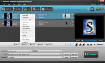 Aiseesoft 3GP Video Converter screenshot