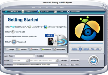 Aiseesoft Blu-ray to MP3 ripper screenshot