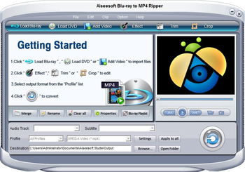 Aiseesoft Blu-ray to MP4 Ripper screenshot