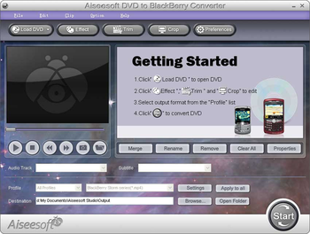 Aiseesoft DVD to BlackBerry Converter screenshot