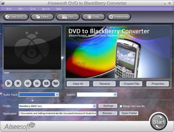 Aiseesoft DVD to BlackBerry Converter screenshot 2