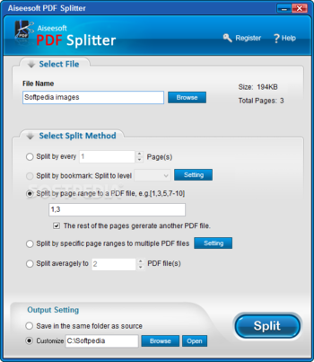 Aiseesoft PDF Splitter screenshot