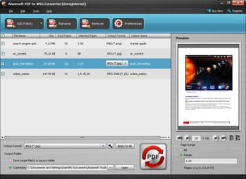 Aiseesoft PDF to JPEG Converter screenshot