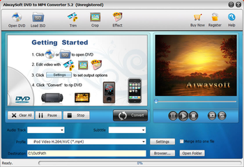 Aiwaysoft DVD to MP4 Converter screenshot