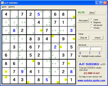 Ajt Sudoku screenshot