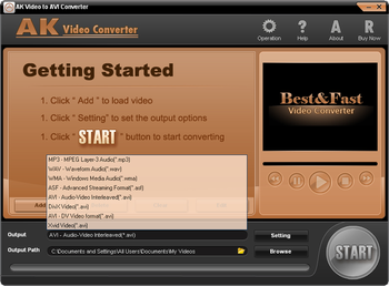 AK Video to AVI Converter screenshot