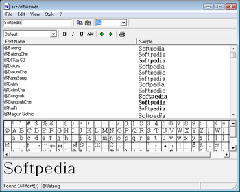 akFontViewer screenshot
