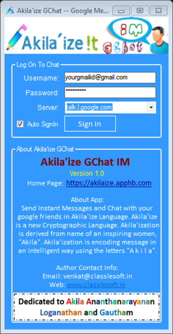 Akila'ize GChat IM screenshot