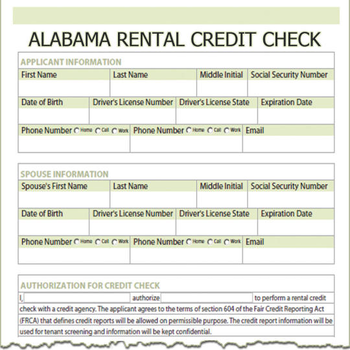 Alabama Rental Credit Check screenshot