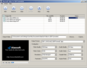 AlaeSoft Video to 3GP Converter screenshot