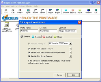 Alagus Print Port Manager screenshot