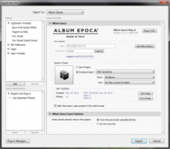 Album Epoca Export screenshot