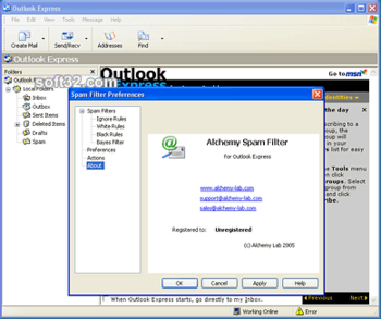 Alchemy Spam Filter for Outlook Express screenshot 2