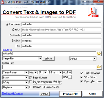 Aldo's Text-PDF PRO+ SDK screenshot