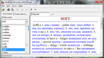 AlexWare Dictionary 2002 Phrase screenshot