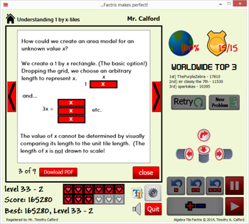 Algebra Tile Factris screenshot 2