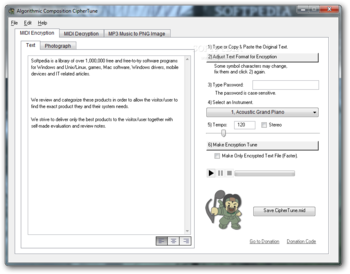 Algorithmic Composition CipherTune screenshot