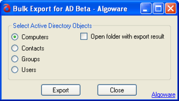 Algoware Active Directory Bulk Export screenshot