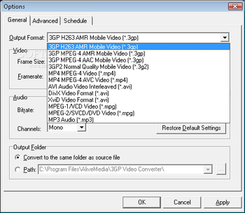 Alive 3GP Video Converter screenshot 2