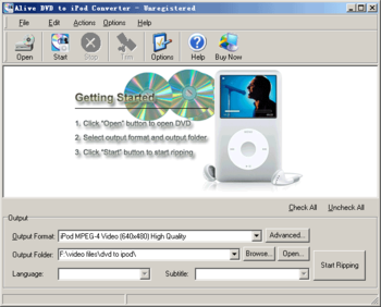 Alive DVD to iPod Converter screenshot 2