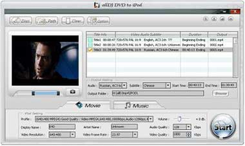 Alldj DVD To iPod Ripper screenshot