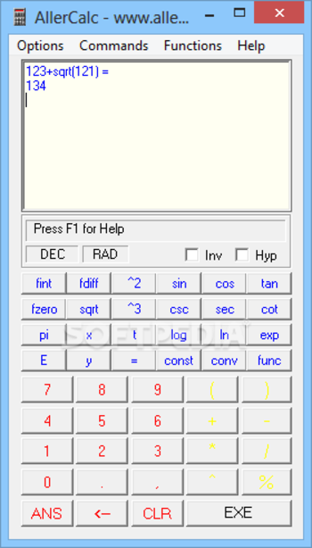 AllerCalc screenshot