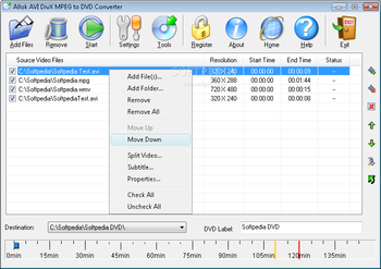 Allok AVI DivX MPEG to DVD Converter screenshot