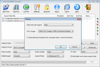Allok AVI MPEG Converter screenshot 2