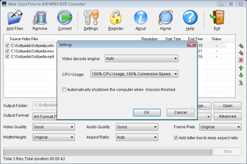 Allok QuickTime to AVI MPEG DVD Converter screenshot 2