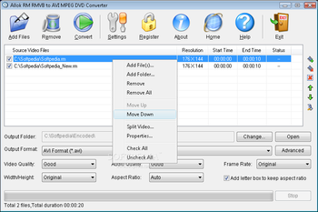 Allok RM RMVB to AVI MPEG DVD Converter screenshot