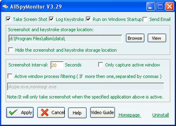 AllSpyMonitor Keylogger screenshot