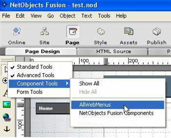 AllWebMenus NetObjects Fusion component screenshot 2