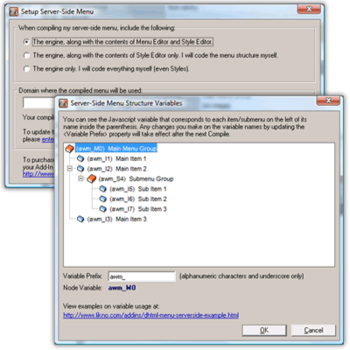 AllWebMenus Server-Side Menus API Add-in screenshot