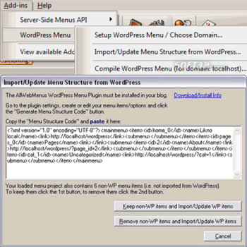 AllWebMenus WordPress Menu Addin screenshot 3
