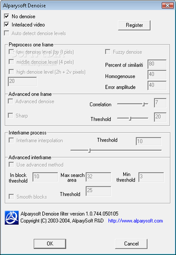 AlparySoft Denoise filter screenshot