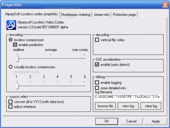 Alparysoft Lossless Video Codec screenshot