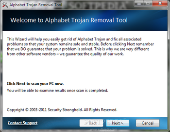 Alphabet Trojan Removal Tool screenshot