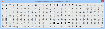 Alt codes accelerator screenshot 2