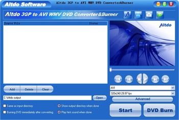 Altdo 3GP to AVI DVD Converter&Burner screenshot