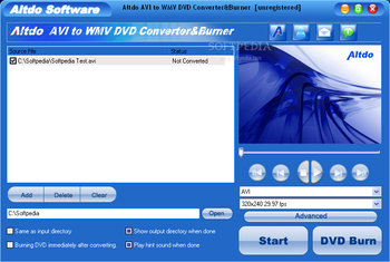 Altdo AVI to WMV DVD Converter&Burner screenshot