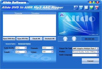 Altdo DVD to AMR MP3 AAC Ripper screenshot