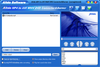 Altdo MP4 to AVI WMV DVD Converter&Burner screenshot