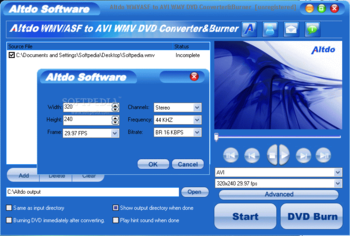 Altdo WMV&ASF to AVI WMV DVD Converter&Burner screenshot 3