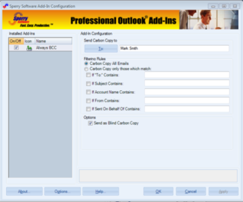 Always BCC for Outlook 2010  screenshot