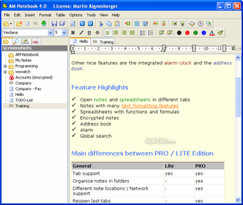 AM-Notebook screenshot