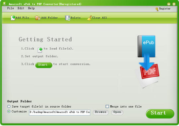 Amacsoft ePub to PDF Converter screenshot