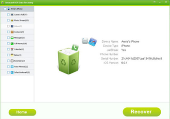 Amacsoft iOS Data Recovery screenshot